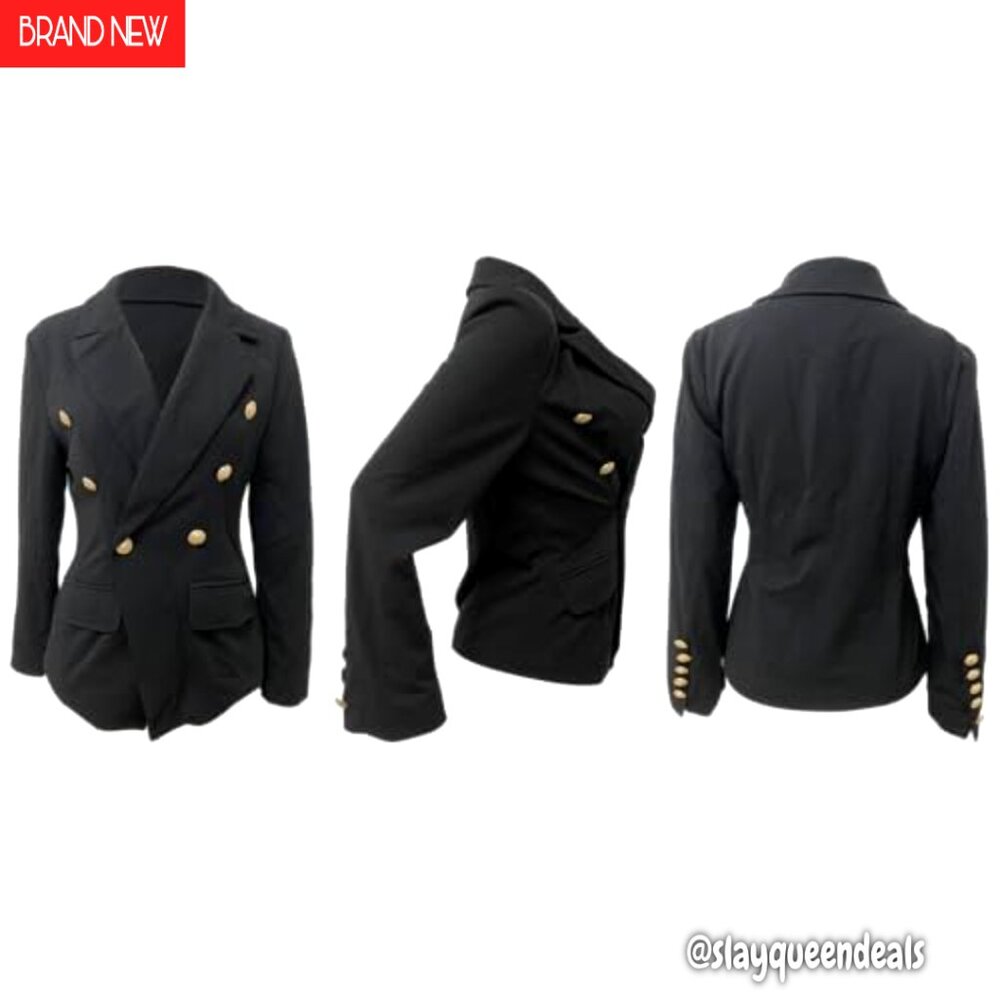 Cropped Double Breasted Blazer Jacket, Polyester … - image 7